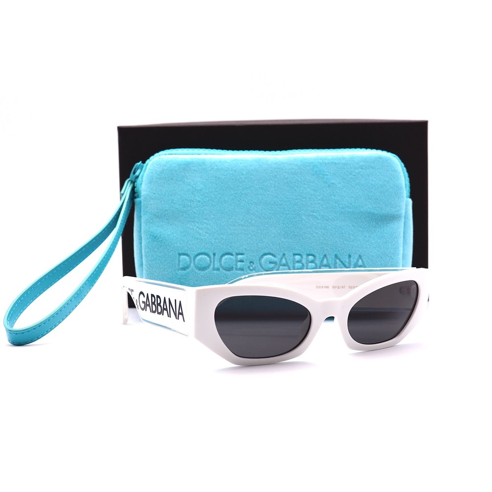 DOLCE&GABBANA DG6186 WHITE DARK GREY LENS AUTHENTIC SUNGLASSES - Picture 4 of 14